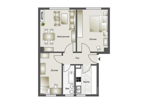 Foto - 12,4% ! 3 Raum Wohnung m.Garage: Königsfeld b.GeithainRochlitz