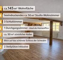 Einzigartige 145 m² Wohnung im Zweifamilienhaus – 50 m² Studio, Schlossblick & 2 Stellplätze Mietwohnung - Schwalmstadt