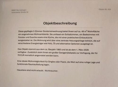 Foto - 2 Zimmer Etagenwohnung in Markdorf