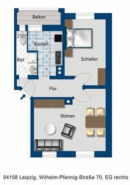 Foto - 2 Zimmer Erdgeschoßwohnung zur Miete in Leipzig