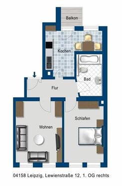 Foto - 2 Zimmer Etagenwohnung zur Miete in Leipzig