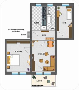 Foto - 3 Zimmer Etagenwohnung zur Miete in Chemnitz