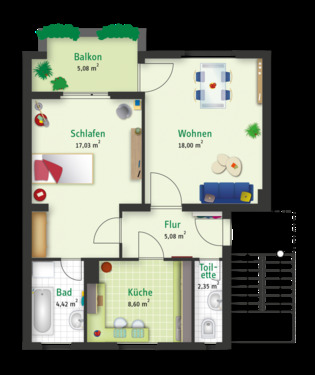 Foto - 2 Zimmer Etagenwohnung zur Miete in Halle (Saale)
