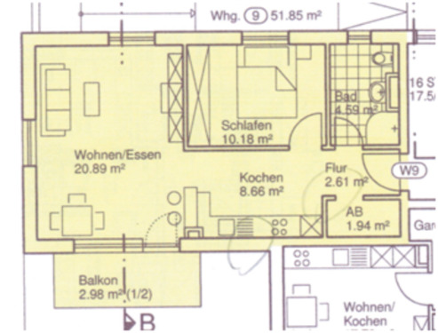 Foto - Helle, ruhige 2-Zi Whg, Nähe BhfPolizei