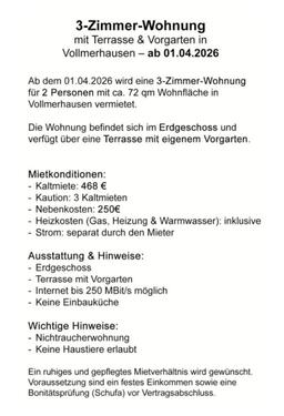 Foto - 3-Zimmer Erdgeschosswohnung mit Terrasse - Besichtigung ab 07.04.