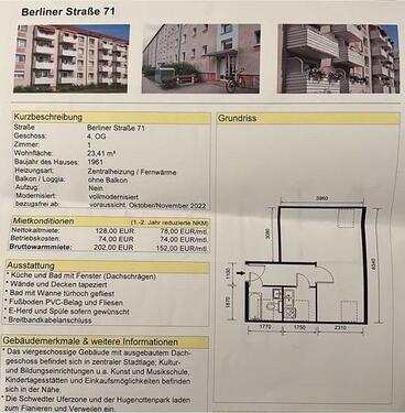 Foto - Nachmieter für 1-Raum Wohnung ab Mitte Oktober