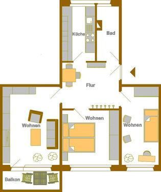 Foto - 3 Zimmer Etagenwohnung zur Miete in Schwedt (Oder)