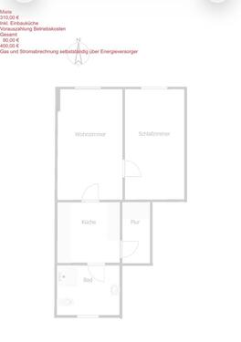 Foto - 2 Raum - Wohnung - 390,00&nbsp;EUR Kaltmiete, ca.&nbsp; 45,00&nbsp;m&sup2;