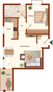 Foto - 79639 Grenzach-Wyhlen 2- Zimmerwohnung zu vermieten