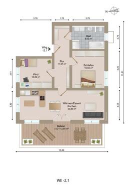 Foto - 3 Zimmer Etagenwohnung zur Miete in Mitterfels