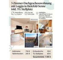 Lichtdurchflutete 3-Zimmer-Dachgeschosswohnung mit Süd-Loggia - Bielefeld Senne
