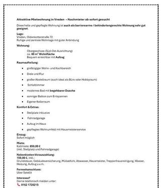 Foto - Wohnung siehe Foto - 1.000,00&nbsp;EUR Kaltmiete, ca.&nbsp; 80,00&nbsp;m&sup2;