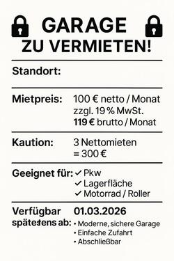 Foto - Garage Am Krausberg zu vermieten