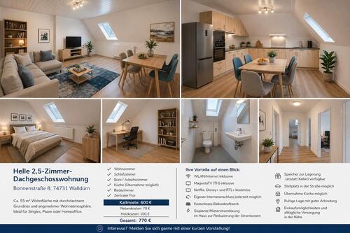 Foto - Helle 3-Zimmer-Dachgeschosswohnung in Walldürn