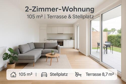 Foto - Helle 2-Zimmer-Wohnung (105 m²) mit Terrasse, Küche & Stellplatz