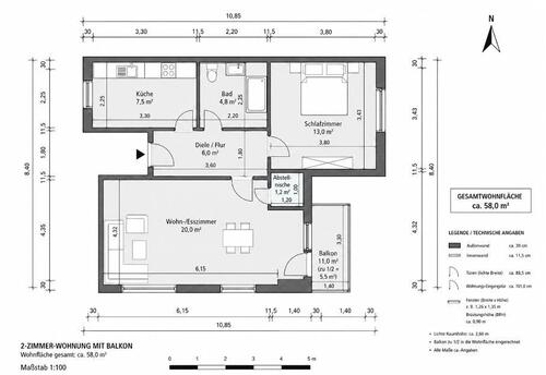 Foto - Gut geschnittene 2-Zimmer-Wohnung mit Balkon