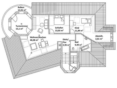 Foto - 3 Zimmer Dachgeschoßwohnung zur Miete in Dresden