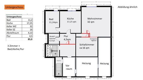 Foto - Souterrain Wohnung: 2 Zimmer +Küche, Bad 85qm 600 EUR Kalt
