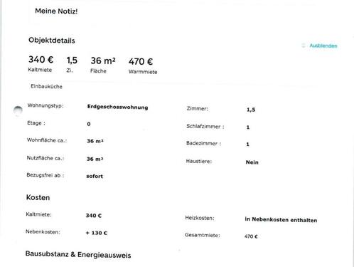 Foto - Nachmieter für meine Wohnung - 470,00&nbsp;EUR Kaltmiete, ca.&nbsp; 36,00&nbsp;m&sup2;