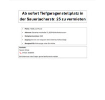 Tiefgaragenstellplatz für 100 EuroMonat in Wolfratshausen