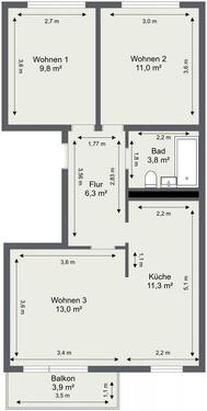 Foto - 3 Zimmer Etagenwohnung in Schwedt (Oder)