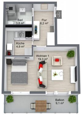 Foto - 1 Zimmer Etagenwohnung zur Miete in Schwedt (Oder)