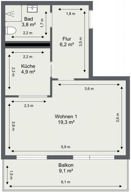 Foto - 1 Zimmer Etagenwohnung in Schwedt (Oder)