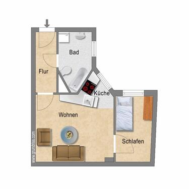 Foto - 1,5 RW in Marktplatznähe - für Singles oder Berufspendler