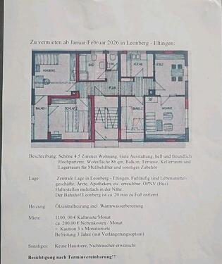 Foto - 4,5 Zimmer Wohnung - 1.350,00&nbsp;EUR Kaltmiete, ca.&nbsp; 86,00&nbsp;m&sup2;