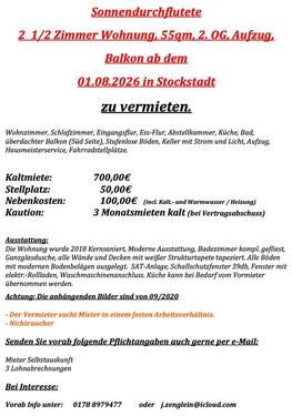 Foto - 2.5 Zimmer Etagenwohnung zur Miete in Stockstadt am Main