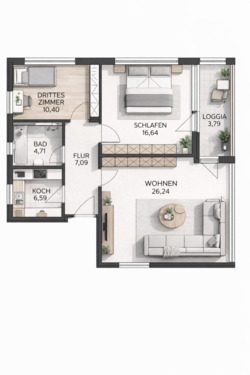 Foto - 3 Zimmer Etagenwohnung zur Miete in Bad Iburg