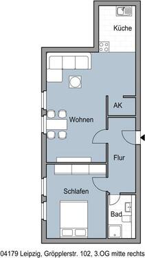 Foto - Leipzig Lindenau-2 Zimmer Wohnung mit offener Küche