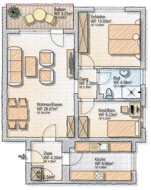 Foto - 3 Zimmer Etagenwohnung zur Miete in Bad Kreuznach