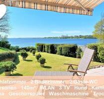 Ferienhaus Ostsee Schlei 6 Pers. Hund Kamin Sauna 3 TV 3 Schlafzimmer 2 Bäder Meerblick Strand Meer Garten eingezäunt - Brodersby-Goltoft