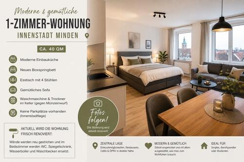 Foto - Moderne, stylische 1-Zimmer Wohnung, Innenstadt Minden, ca. 40qm