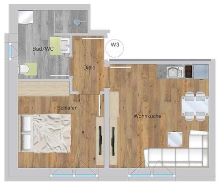 Foto - Mietwohnung - 526,00&nbsp;EUR Kaltmiete, ca.&nbsp; 36,00&nbsp;m&sup2;