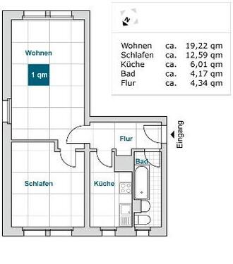 Foto - 2 Zimmer Etagenwohnung zur Miete in Erfurt