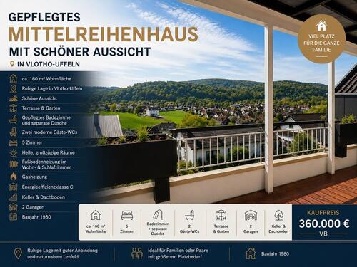 Foto - Mittelreihenhaus mit schöner Aussicht in Vlotho-Uffeln