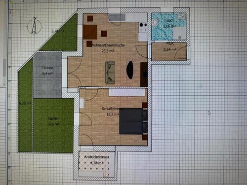 Foto - 2 Zimmerwohnung - 600,00&nbsp;EUR Kaltmiete, ca.&nbsp; 60,00&nbsp;m&sup2;