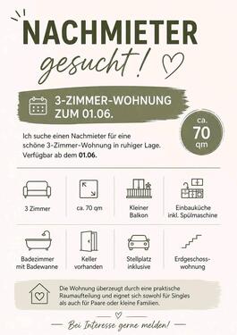 Foto - 3 Zimmer Wohnung zum 01.06. Zu vermieten