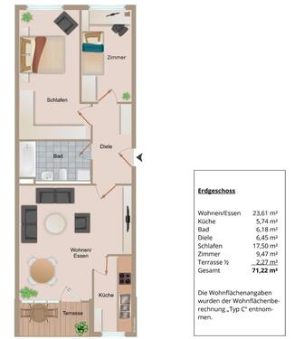 Foto - 3- Zimmer Erdgeschosswohnung - 280.000,00&nbsp;EUR Kaufpreis, ca.&nbsp; 72,00&nbsp;m&sup2;