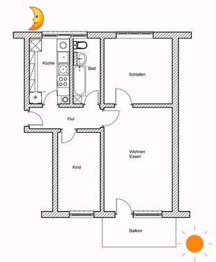 Foto - ab 1.4. gepflegte preiswerte 3-R.-Whg in Alt Schwerin