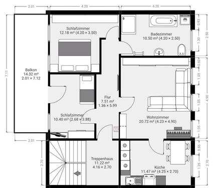 Foto - 1.OG, 3 Zi, Küche, Bad, Balkon - 650,00 EUR Kaltmiete,