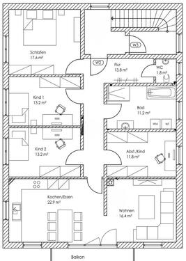 Foto - 5 Zimmer Etagenwohnung zur Miete in Waging am See
