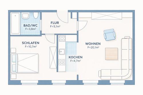 Foto - 2 Zimmer Etagenwohnung zur Miete in Chemnitz