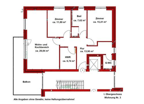 Foto - 3 Zimmer Etagenwohnung zur Miete in Vechta