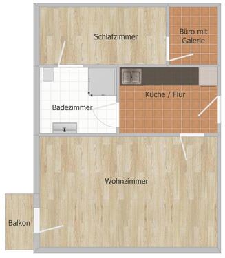 Foto - 2-Zi.-DG-Wohnung mit Galerie & Balkon (50 m²)