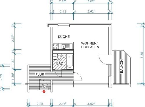 Foto - 1 Zimmer Etagenwohnung zur Miete in Chemnitz