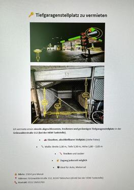 Foto - Tiefgaragenstellplatz - 150,00 EUR Miete,