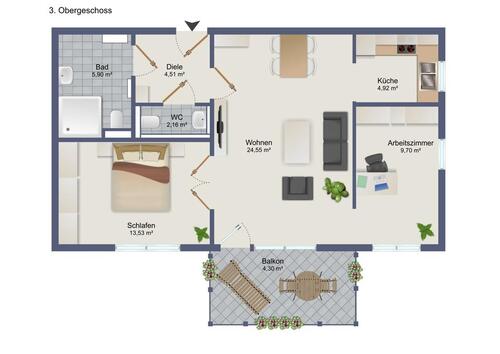 Foto - 2.5 Zimmer Etagenwohnung zur Miete in Darmstadt